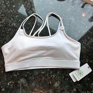 NWT Gaiam Om Shine Bra in Bright White. Yoga Pilates. Medium support. Padded. L